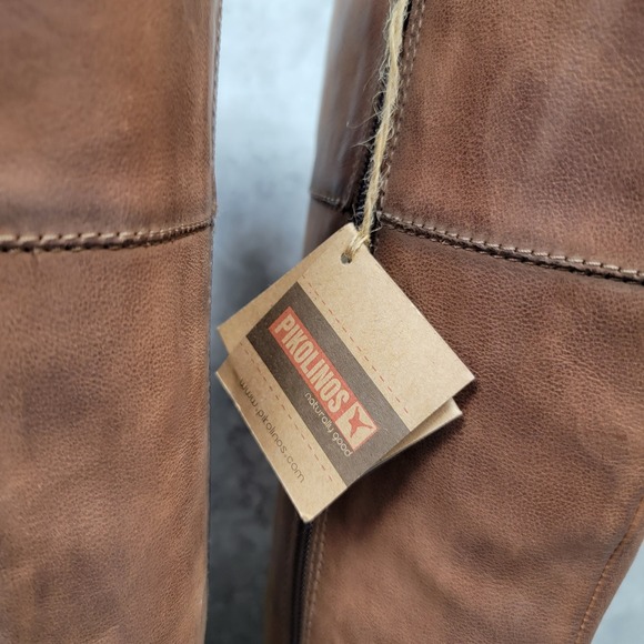 New Pikolinos Womens Boots Size 35 US 5 Tall Cognac Brown Leather Strappy Riding - Picture 3 of 12